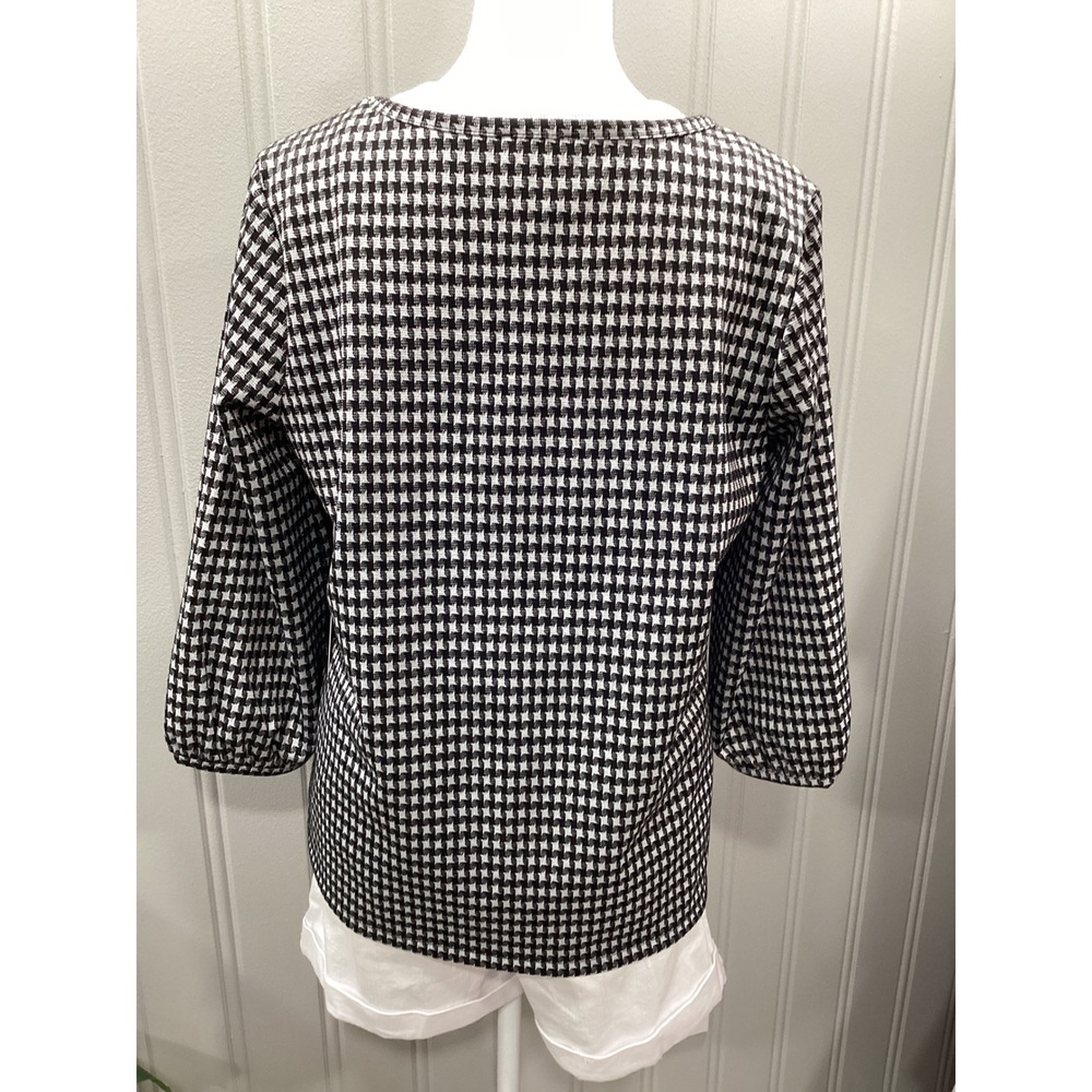Womens Gingham Print Long Sleeve Top Casual Chic Style Blouse - Picture 2 of 3
